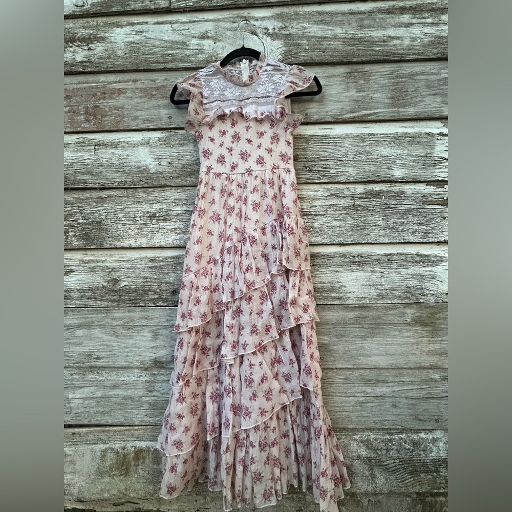 Floral Pink Layered girls Dress